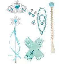 ãBestGOãElsa Princess Dress Up Costume Accessories Elsa Crown Scepter Necklace Earrings Gloves 8 Set